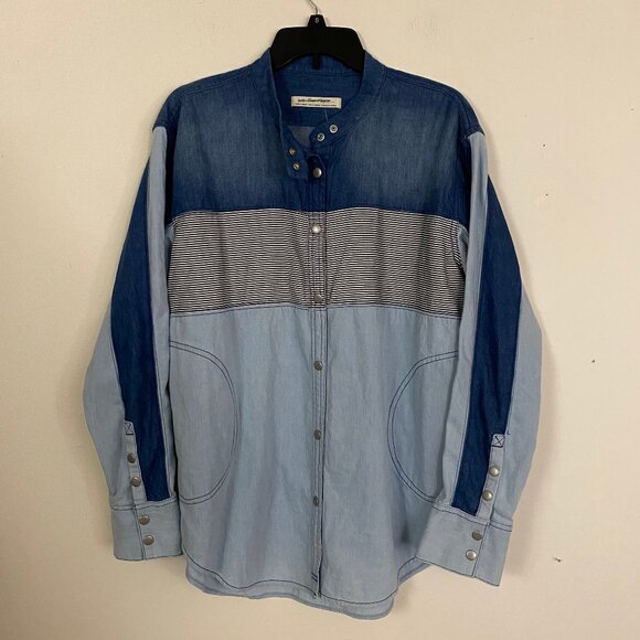 NEW Free People Moto Colorblock Shirt XS - Picture 7 of 12